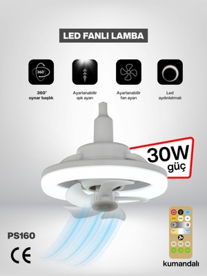 Metaforce 360 ° Dönen Tavan Vantilatörü Işık E27 (Ampul Duylu) Akıllı Fan Uzaktan Kumandalı LED Fan Işık 30W