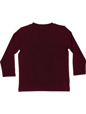 Organickid Basic Çocuk Bordo Uzun Kol T-Shirt