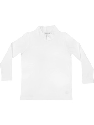 Organickid Basic Balıkçı Yaka Çocuk Uzun Kollu Beyaz T-Shirt