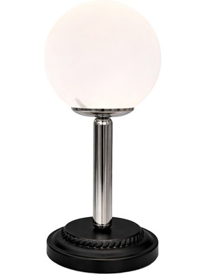 Minimal Black & Silver Beyaz Globe Cam Abajur