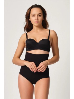 Red Womans Siyah Mı Emay 2708 Lazer Yüksek Bel Kesim Slip Hayalet Korse