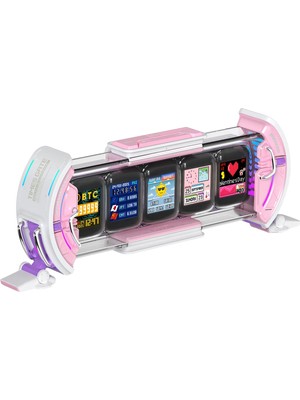Divoom Times Gate 5 Ekranlı Rgb Işıklı Akıllı Dijital Saat Youtuber ve Oyuncu Dekor Resim Çerçevesi Pembe