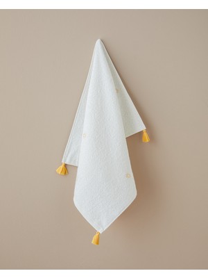 English Home Mini Daisy Pamuk Nakışlı Yüz Havlusu 50X80 cm Ekru