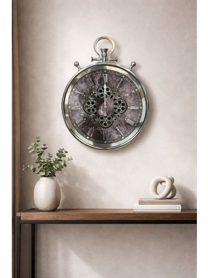 Mars Concept 3 Kademeli Dokunmatik LED Işıklı, Hareketli Çark Mekanizmalı Metal Duvar Saati