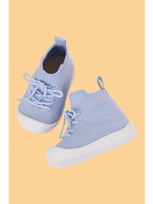 Mumenim Berbera Unisex Çocuk Bebek Ayak Parmak Koruyucu Kaymaz Ortopedik Mavi Ilk Adım ve Sneaker Ayakkabı