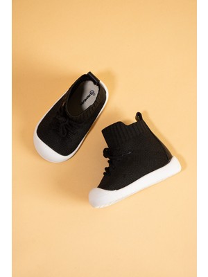 Mumenim Berbera Unisex Çocuk Bebek Ayak Parmak Koruyucu Kaymaz Ortopedik Siyah Ilk Adım Botu ve Çocuk Botu