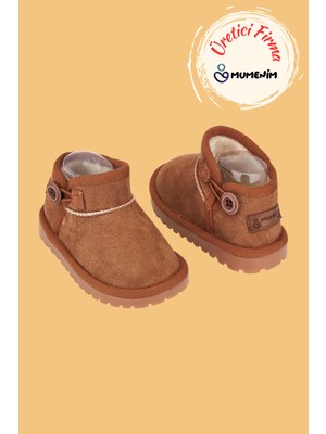 Mumenim Kodiaq Unisex Çocuk Bebek Botu Ortopedik Kaymaz Taban Içi Kürklü Süet Kışlık Kar Botu Taba