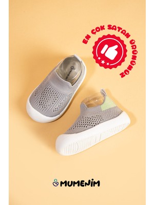Mumenim Luuq Bebek - Çocuk Esnek Ortopedik Yumuşak Taban Şık Gri Ilk Adım Spor Ayakkabısı - Spor Sneaker