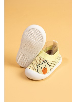 Mumenim Sakow Çocuk Bebek Ortopedik Esnek, Rahat Hafif Kaymaz Taban Sarı Ilk Adım Spor Ayakkabı