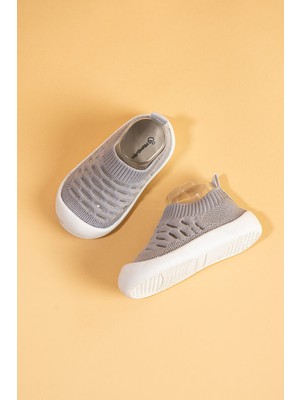 Mumenim Hobyo Unisex Çocuk&bebek Esnek, Kaymaz Ortopedik Taban Gri Ilk Adım Ayakkabısı