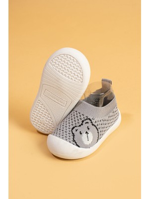 Mumenim Sakow Çocuk Bebek Ortopedik Esnek, Rahat Hafif Kaymaz Taban Gri Ilk Adım Spor Ayakkabı