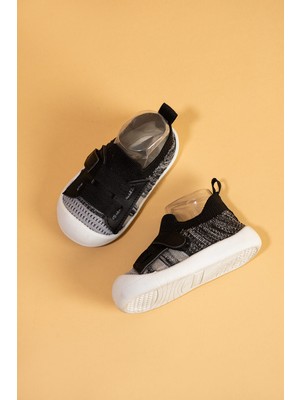 Mumenim Wisil Unisex Çocuk&bebek Cırt Cırtlı, Şık, Esnek, Yumuşak Ortopedik Taban Siyah Ilk Adım Ayakkabısı