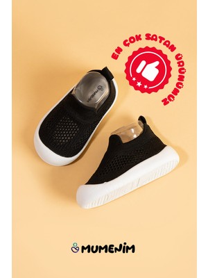 Mumenim Luuq Bebek - Çocuk Esnek Ortopedik Yumuşak Taban Şık Siyah Ilk Adım Spor Ayakkabısı - Spor Sneaker