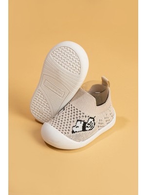 Mumenim Jowhar Çocuk Bebek Esnek, Hafif Yumuşak Kaymaz Ortopedik Taban Bej Ilk Adım Spor Ayakkabı