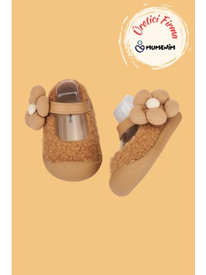Mumenim Lebom Kız Bebek Çocuk Taba Ortopedik Kaymaz Taban Günlük Babet Ayakkabı - Esnek ve Rahat Kalıp