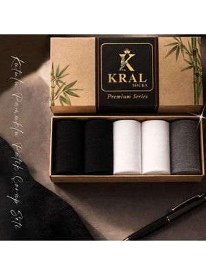Kral Socks Erkek Çorap Pamuklu Extra Konforlu ve Yumuşak File Vedili 5 Çift Kutulu Çorap Seti