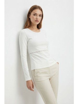 Rays Beyaz Omuz Dantel Uzun Kol Bluz 14371