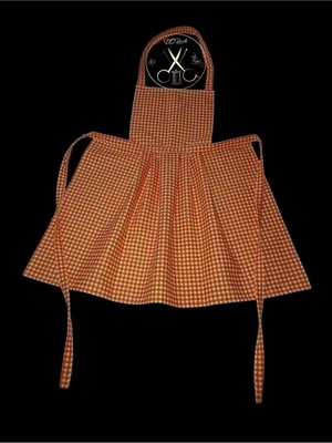 Dora Ev Tekstil Mutfak & Şef Önlüğü Turuncu Pötikare《duck Kumaş 》