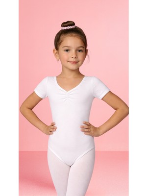 Lola Önü Büzgülü Yarım Kol Çocuk Mayosu