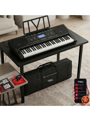 Midex PS-4500 Tuş Hassasiyetli 61 Tuşlu Org Dijital LCD Ekran USB MP3 Çanta Notalık Metod (300 Ses 300 Ritim)