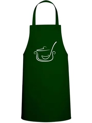 Tasarım Trend Coffee & Kelebek Tasarım Özel Baskılı Chef Mutfak Önlüğü Avcı Yeşili