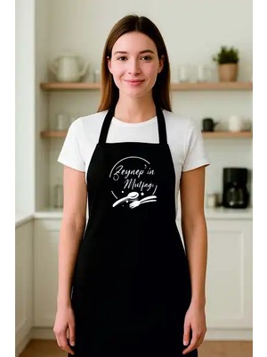 Afmat Atölye Kişiye Özel “zeynep’in Mutfağı” Yazılı Siyah Mutfak Önlüğü – Kadın Erkek Önlüğü