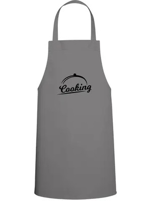 Tasarım Trend Tencere Içi Love Cooking Yazılı Özel Baskılı Chef Mutfak Önlüğü Gri
