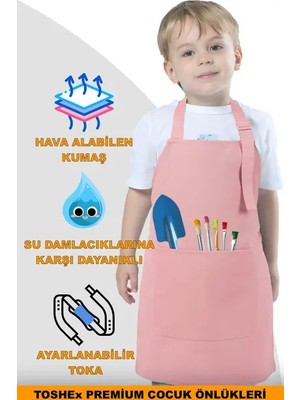 Çocuk Mutfak Önlüğü, Suya Dayanıklı Etkinlik Önlüğü 6-12 Yaş Aktivite Önlüğü Pembe