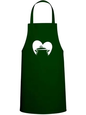 Tasarım Trend Kalp Içi Tencere Tasarım Özel Baskılı Chef Mutfak Önlüğü Avcı Yeşili