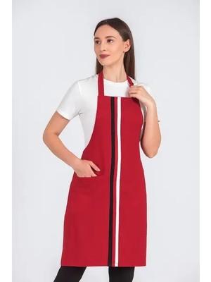 Vatan Tekstil Kadın Boyundan Asmalı Çizgili Barista Şef Mutfak Önlüğü 60X85 cm