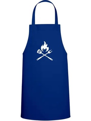 Tasarım Trend Coffee & Kelebek Tasarım Özel Baskılı Chef Mutfak Önlüğü Saks Mavisi