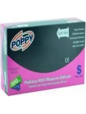 Poppy Siyah Nitril Eldiven S Beden 100 Adet