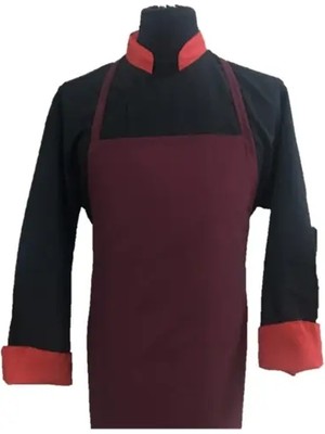 Adalılar İş Elbiseleri Boyudan Askılı Aşçı Mutfak Restorant Garson Yemekhane Önlüğü (Bordo)