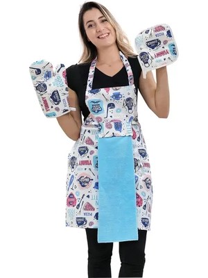 Sevilya Tulipa 4lü Set Mutfak Önlüğü (Eldiven Tutacak)