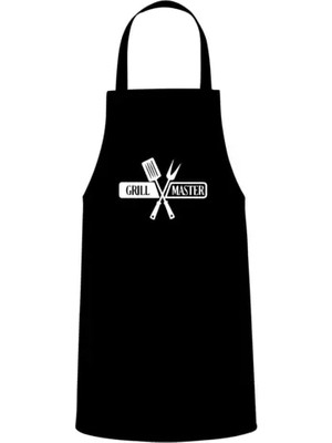 Tasarım Trend Grill Master Yazı Özel Baskılı Chef Mutfak Önlüğü Siyah