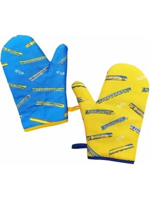 Magic Lady Çift Mavi Sarı Isıya Dayanıklı Fırın Eldiveni 30X20 cm