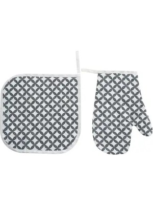 Menderes Home Cotton Collection Döşemelik Tutacak+Eldiven Mist Gri