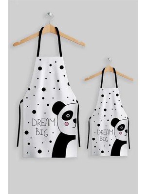 Ays Home Panda Beyaz Anne Çocuk 2'li Mutfak Önlüğü