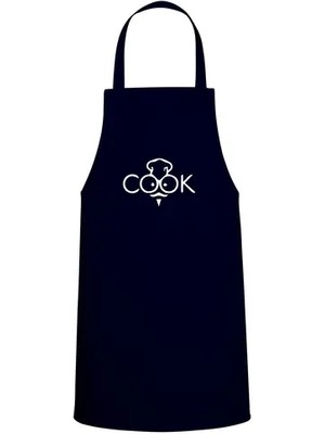 Tasarım Trend Cook Yazı Özel Baskılı Chef Mutfak Önlüğü Lacivert