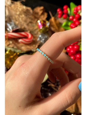 Spossy Silver Jewelry Opal Taşlı Tam Tur Yüzük