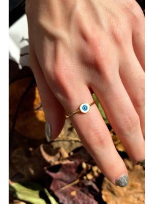 Spossy Silver Jewelry Minimal Yuvarlak Nazar Göz Yüzük