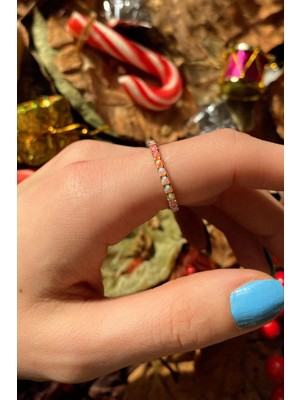 Spossy Silver Jewelry Opal Taşlı Tam Tur Yüzük