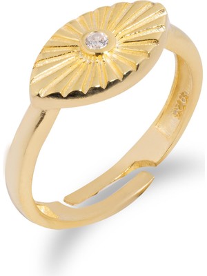 Spossy Silver Jewelry Ortası Taşlı  Göz Yüzük