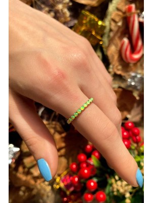 Spossy Silver Jewelry Opal Taşlı Tam Tur Yüzük