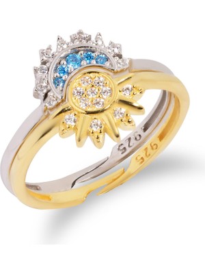 Spossy Silver Jewelry Ay ve Güneş Yüzük