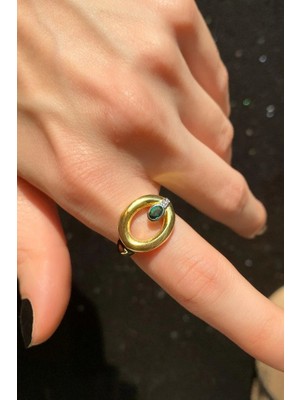 Spossy Silver Jewelry Tek Taş Detaylı Yuvarlak Yüzük