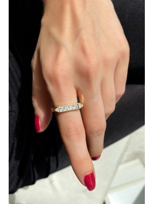 Spossy Silver Jewelry Dört Sıra Taşlı Yüzük