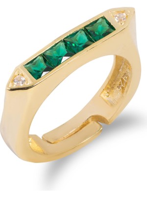 Spossy Silver Jewelry Dört Sıra Taşlı Yüzük