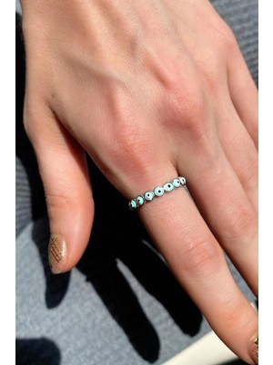 Spossy Silver Jewelry Turkuaz Mineli Tam Tur Yüzük