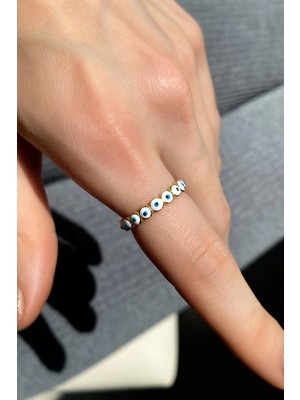 Spossy Silver Jewelry Beyaz Mineli Tam Tur Yüzük